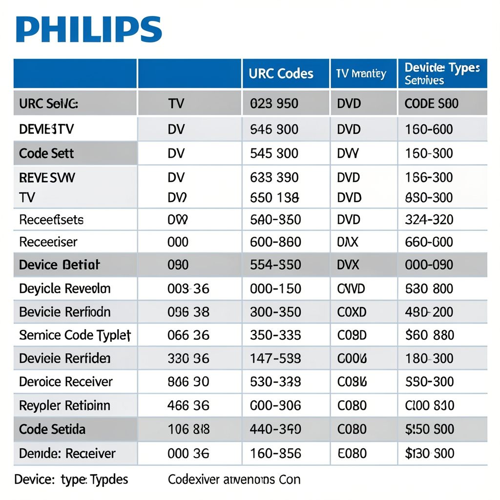 philips urc codes​